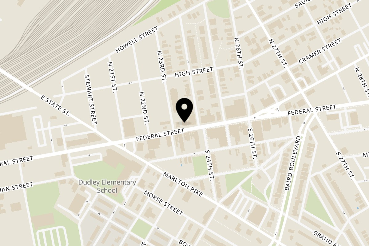 Map showing the location of El Porton restaurante on 2309 Federal St in Camden